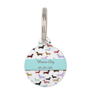 Colorful Weenie Dog Pet Name Tag