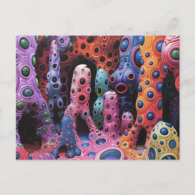 Colorful Weird Creatures Abstract Postcard (Front)