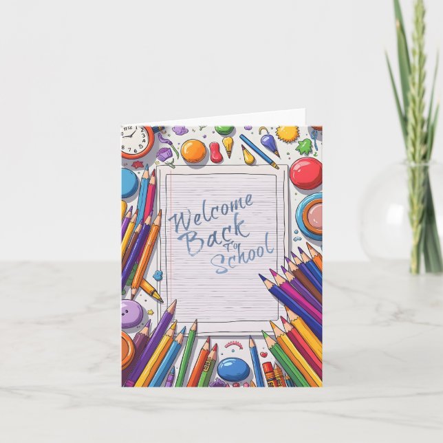 Colorful Welcome Back to School Design Card (Front)