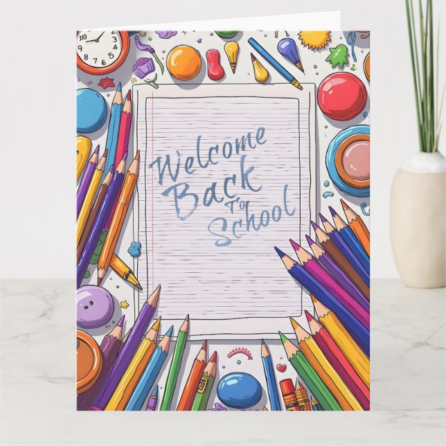 Colorful Welcome Back to School Design Card (Front)