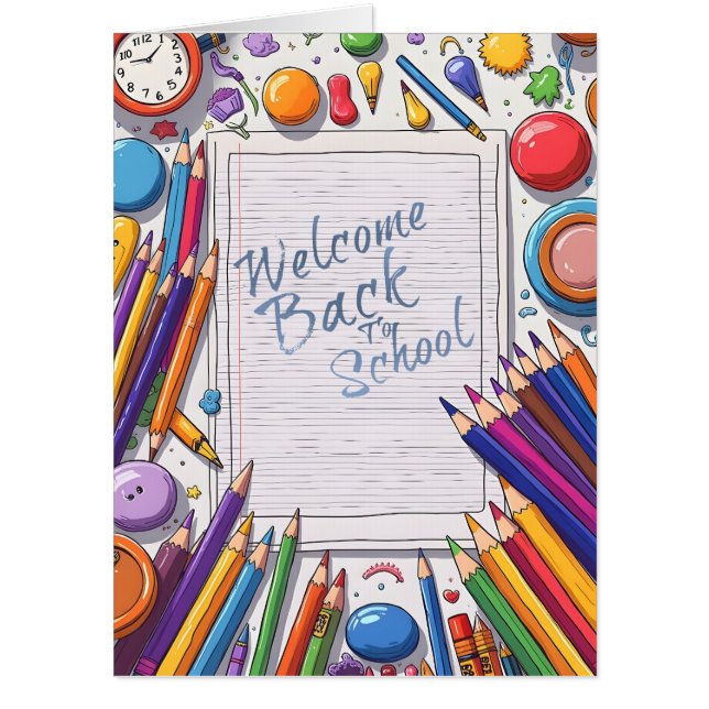 Colorful Welcome Back to School Design Card (Front)