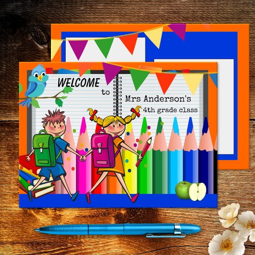 Colorful Welcome Back to School Postcard