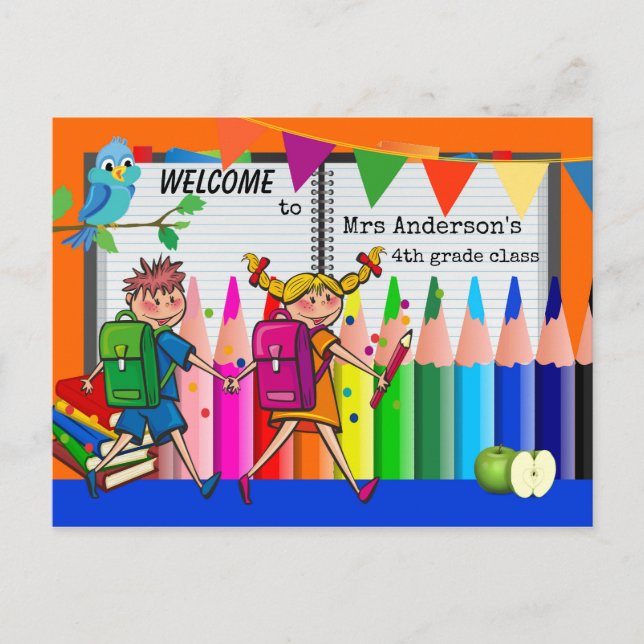 Colorful Welcome Back to School Postcard (Front)