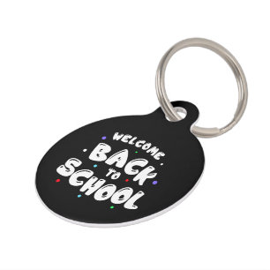Colorful Welcome Back to School Typography Pet ID Tag