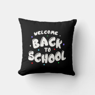 Colorful Welcome Back to School Typography Throw Pillow