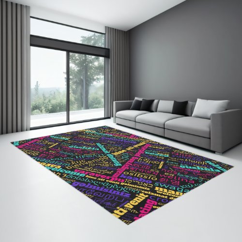 Colorful Welcome in Many Languages Word Tag Cloud Rug