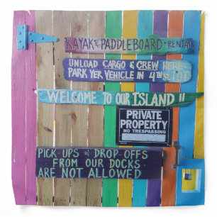 Colorful Welcome Island sign Carribean Bandana