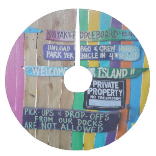 Colorful Welcome Island sign Carribean Brushed Polyester Tree Skirt