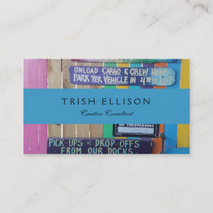 Colorful Welcome Island sign Carribean Business Card