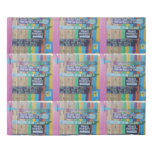 Colorful Welcome Island sign Carribean Duvet Cover