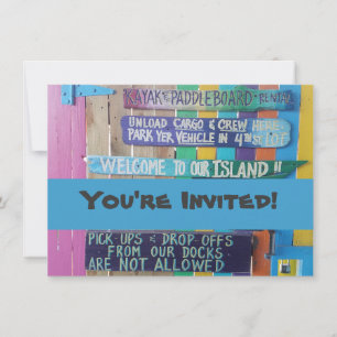 Colorful Welcome Island sign Carribean Invitation