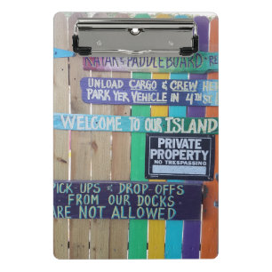 Colorful Welcome Island sign Carribean Mini Clipboard