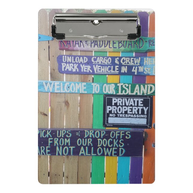 Colorful Welcome Island sign Carribean Mini Clipboard (Front)