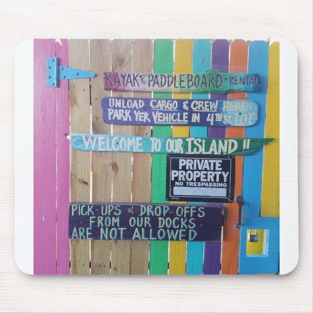 Colorful Welcome Island sign Carribean Mouse Pad (Front)