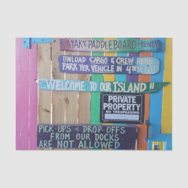 Colorful Welcome Island sign Carribean Tissue Paper (Front)
