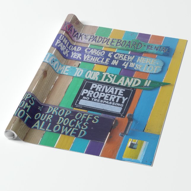 Colorful Welcome Island sign Carribean Wrapping Paper (Unrolled)