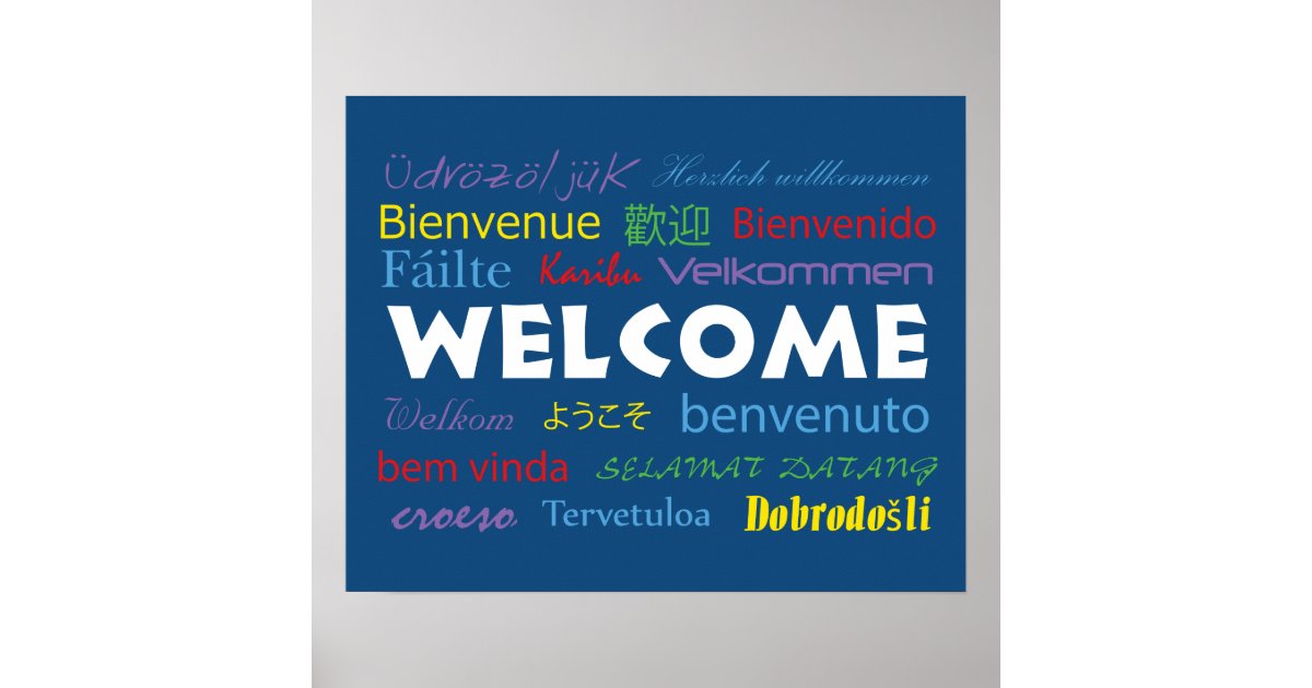 Colorful Many Languages Blue Poster Zazzle