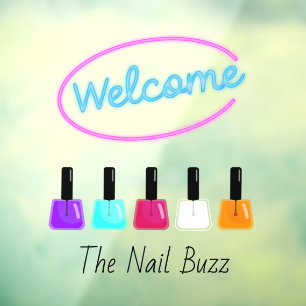 Colorful Welcome Nail Salon Sign Window Cling