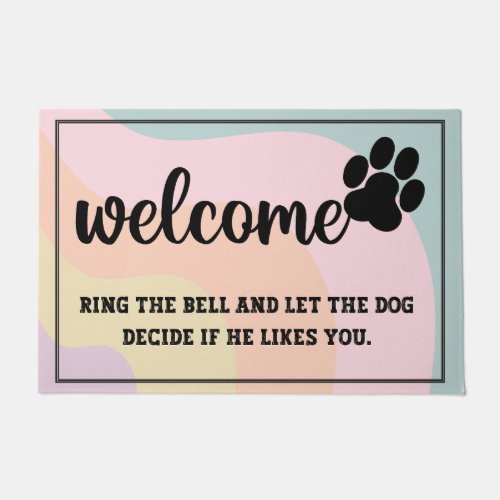 Colorful Welcome paw funny quotes vintage font Doormat
