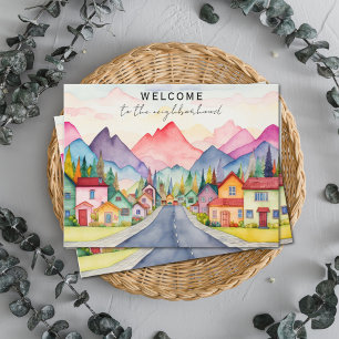 Colorful Welcome to the Neighborhood Mountains Postcard