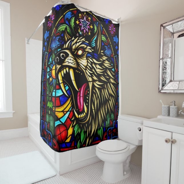 Colorful Werewolf Shower Curtain (In Situ)