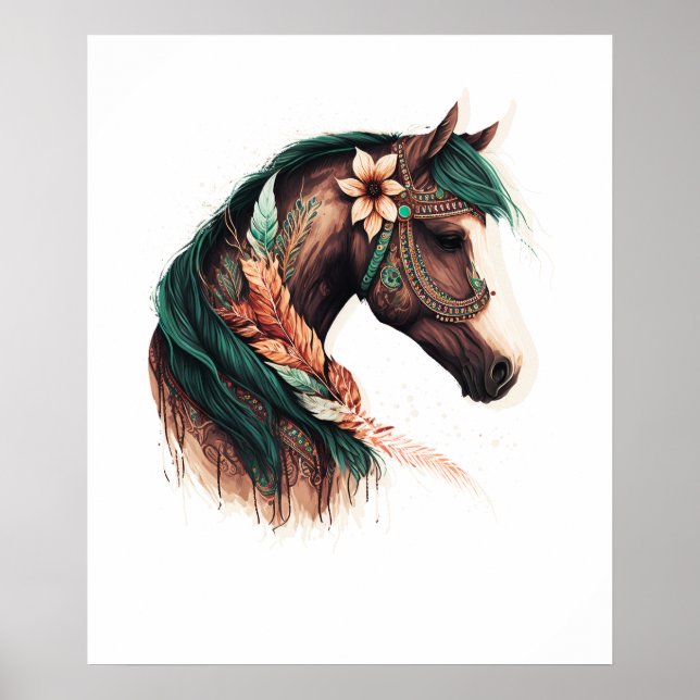 Colorful western abstract horse art poster (Front)