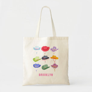 Colorful Western Cowgirl Hat Personalized Tote Bag
