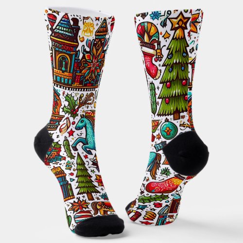 Colorful Western Pattern Christmas Socks