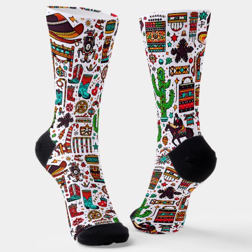 Colorful Western Pattern Christmas Socks