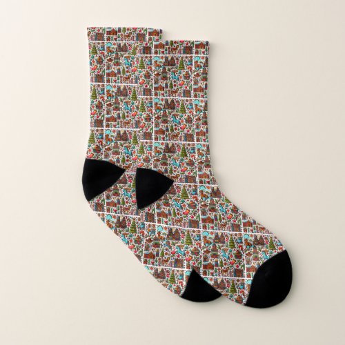 Colorful Western Pattern Christmas Socks