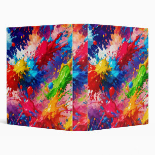 Colorful Wet Paint Splash Design 3 Ring Binder