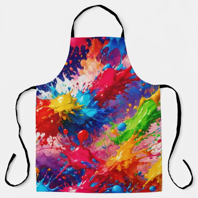 Colorful Wet Paint Splash Design Apron (Front)