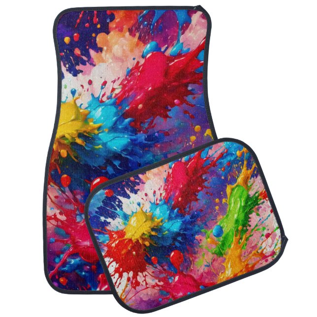 Colorful Wet Paint Splash Design Car Floor Mat (Set)