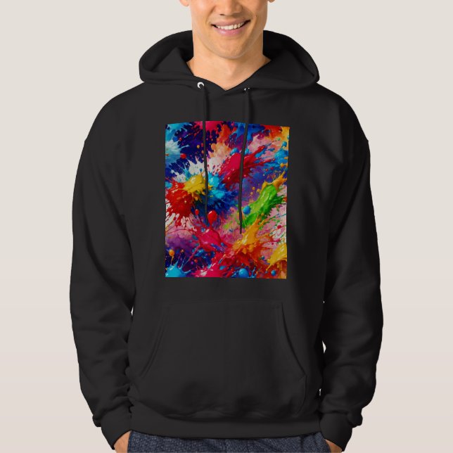 Colorful Wet Paint Splash Design Hoodie (Front)