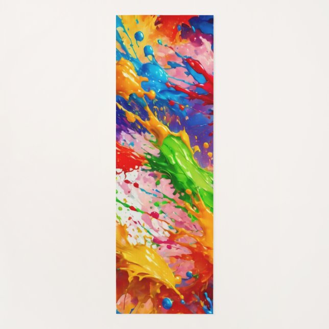 Colorful Wet Paint Splash Design Yoga Mat (Front)