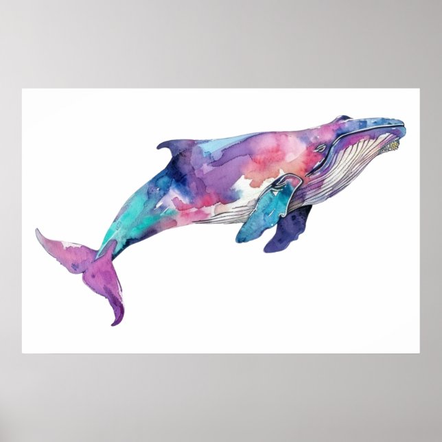 Colorful Whale Illustration   Poster (Front)