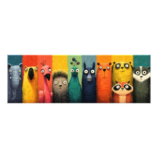 Colorful Whimsical Animal Lineup Poster