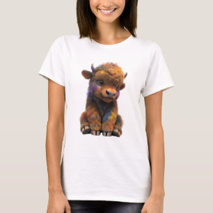 Colorful Whimsical Baby Highland Cow Women T-Shirt