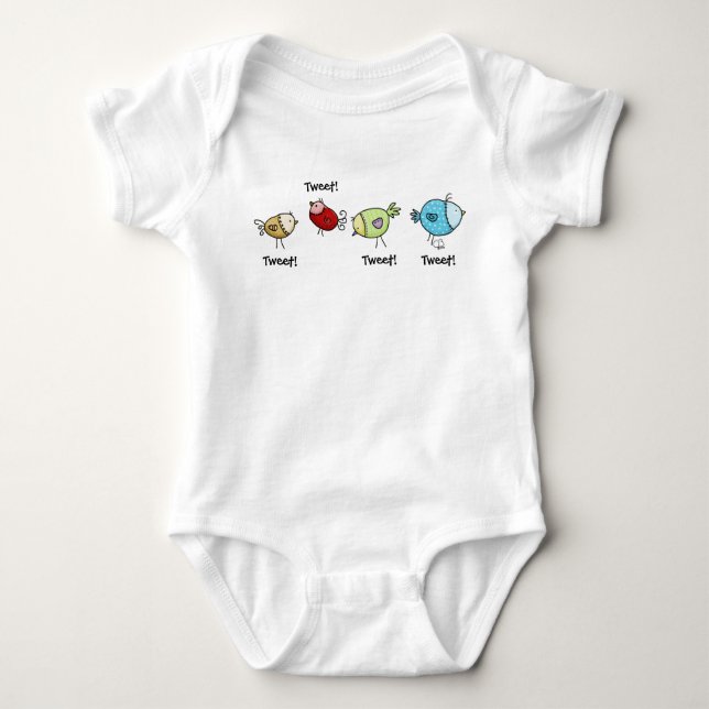 Colorful Whimsical Birds Baby Bodysuit (Front)
