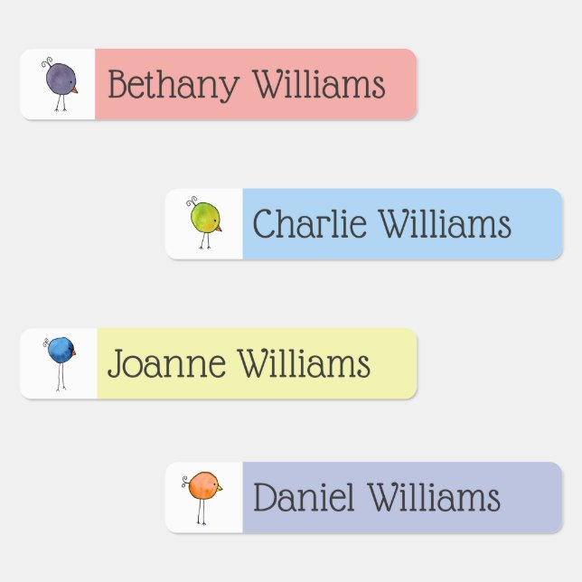Colorful Whimsical Birds Labels (Group)