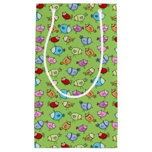 Colorful Whimsical Birds Small Gift Bag