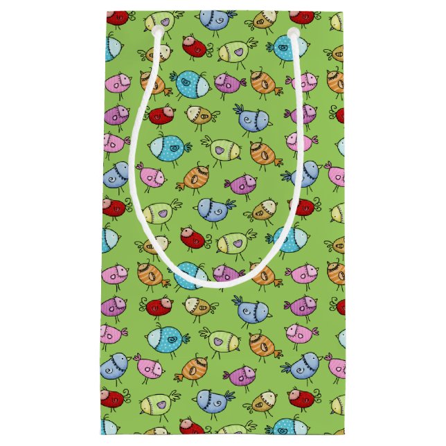 Colorful Whimsical Birds Small Gift Bag (Front)