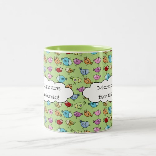 Colorful Whimsical Birds Two_Tone Coffee Mug