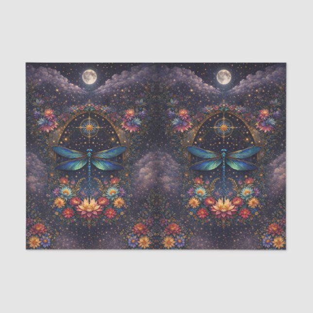 Colorful Whimsical Boho Dragonfly Decoupage Tissue Paper (Front)