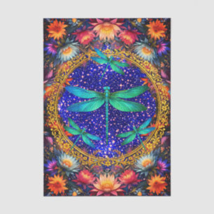 Colorful Whimsical Boho Dragonfly Decoupage Tissue Paper