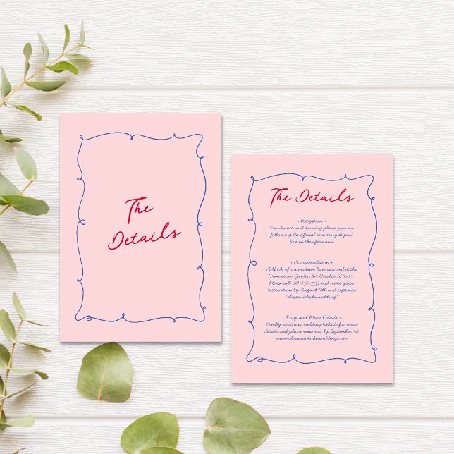Colorful Whimsical Border & Script Wedding Details Enclosure Card (Creator Uploaded)