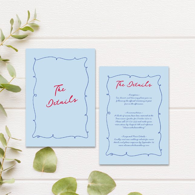 Colorful Whimsical Border & Script Wedding Details Enclosure Card (Creator Uploaded)
