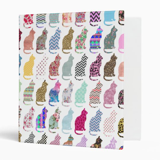 Colorful Whimsical Cats Chevron Zigzag Pattern Binder Colorful Whimsical Cats Chevron Zigzag Pattern Binder