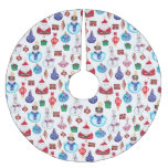 Colorful Whimsical Christmas Pattern Brushed Polyester Tree Skirt