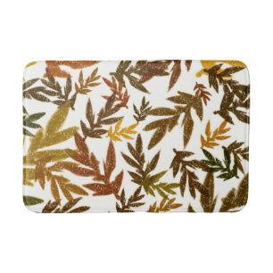 Colorful Whimsical Fall Autumn Rustic Leaves Bath Mat